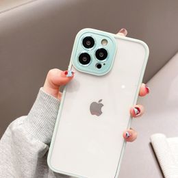 Transperant Phone Case Metal Camera Protection Clear Back Cover For Iphone 13 12 11 Plus 7 Colors Luxry Fashion New