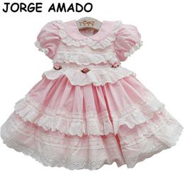 Baby Girls Party Dresses Spanish Style Kids for Lace Short Sleeve Princess Clothes E20256 210610