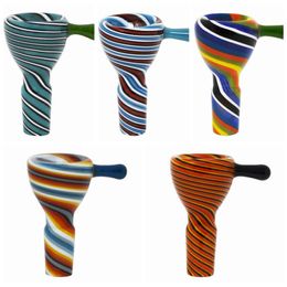 Colorful Glass Smoking 14MM 18MM Male Joint Funnel Bowl Filter Replaceable Non-slip Handle Dry Herb Tobacco Oil Rigs Wig Wag Bongs Silicone Hookah Tool DHL Free