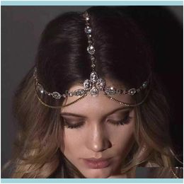 Jewelrycrystal Forehead With Chain Headdress Womens Shiny Rhine Stone Bridal Wedding Hair Jewelry Drop Delivery 2021 Fuu1E