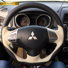 For Mitsubishi new ASX Pajero Sport lancer Outlander DIY custom leather hand-sewn car interior steering wheel cover