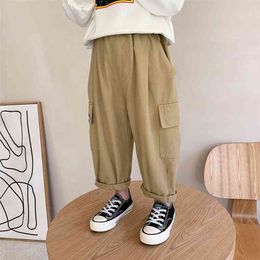 Boys autumn fashion cargo pants children side pocket loose casual trousers 210708