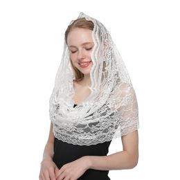 Lace Flower Scarf Round Bandana Fashion Prayer Kerchief Church Shawls Scarves Muslim Head Wraps 1PC Retail
