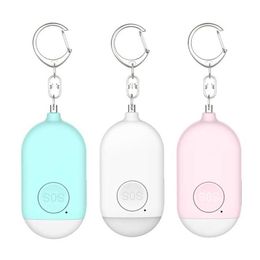 Personal Police Siren 130db Safety Alarm Keychain Rechargeable Safety Protection Device for Ladies Girls Elderly G1019