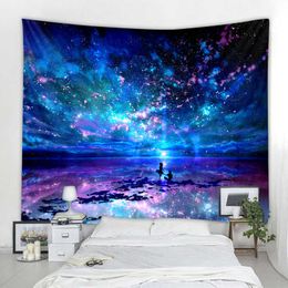 Psychedelic Colourful starry sky tapestry wall hanging couples under the stars boho family dormitory decoration wall tapestry pic 210609