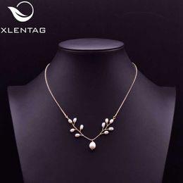XlentAg Romantic Natural White Pearl Friendship Necklace For Women Accessories Collocation Inner Circle Aesthetic Jewrlry GN0203
