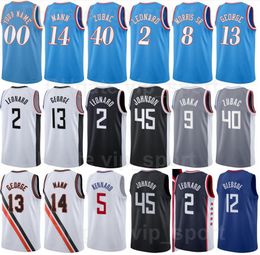 Printed 75th Anniversary Basketball Ivica Zubac Jersey 40 Norman Powell 24 Kawhi Leonard 2 Reggie Jackson 1 Paul George 13 Luke Kennard 5 Man Woman Youth Fans