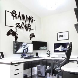 Graffiti Gaming Zone Eat Sleep Game Controller Video Game Wall Sticker Boy Room Play Room Gaming Zone Wall Decal Bedroom Vinyl 210615