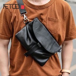 HBP AETOO Luxurys Designers Bags Chest Bag, Men's Street Trend Stiletto HandBags, Leather Mens HandBag