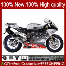 Moto Bodys For Aprilia RSV1000R Mille RV60 silvery red RSV1000 R RR 04-06 Bodywork 11No.64 RSV-1000 RSV1000RR 04 05 06 RSV 1000 R 1000R 1000RR 2004 2005 2006 Fairing Kit