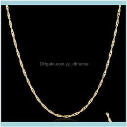 Necklaces Pendants Jewelrygolden Necklace Rose & Gold Color Sier Shine Water Wave Chain For Women Wedding Gift Europe Jewelry Chains Drop De