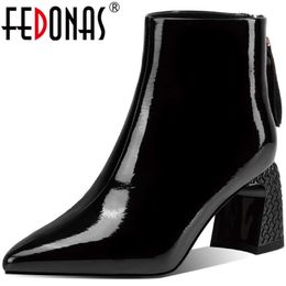 Winter Boots Shoes Women Warm For Fall Quality Night Club Working Back Zipper Ankle 210528