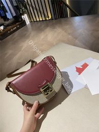 Famous Designer Women Fashion bag Two-tone Patchwork Genuine Leather Cover Saddle Interior Zipper Pocket Casual Shoulder Bags