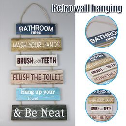 Decorative Objects & Figurines Wooden Hanging Ornament Retro Wall Decoration Crafts Home Accessories Letter Pattern Pendant For Bathroom