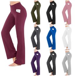 Yoga Outfit Women High Waist Pants Bootcut Flare Leg Tummy Control 4 Way Stretch Quick Dry Dark Grey Wine Ion Fitness Gym Workout Dance Spor