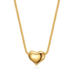 Pendant Necklaces Gold Colour Minimalist Smooth Tiny Heart Necklace For Women Jewellery 2021 Valentine's Day Gift Drop