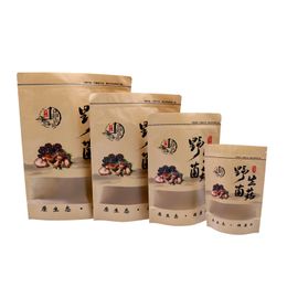 Customised Brown Dry Food Package Zip Lock Packaging Bags Kraft Paper Standing Coffee Beans Tea Packing Bag