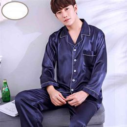Men Pyjama Set spring Summer Long Sleeve Men Pajama Suit Autumn Nightwear Collar Pijama Male Sleepwear Two Piece XXXL 210901