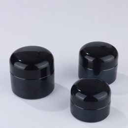 Free Shipping 20g 30g 50g Glass Cream Lotion Jar Black Cosmetic Packaging Bottle with Black Cap