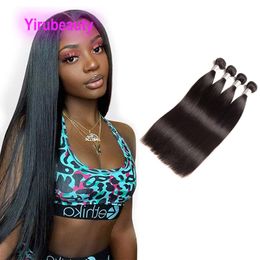 Malaysian Human Hair Extensions Straight 4 Bundles Double Wefts 10-30inch Nautral Black Four Pieces