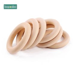 Bopoobo 20Pc Wooden Teether Personalised Maple Ring Born Baby Toys Gym Wood s Teething 211106