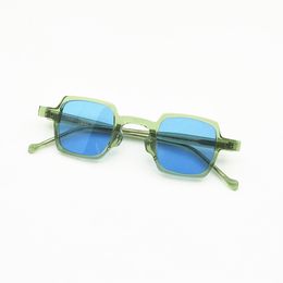 Men Polarising Sunglasses Women Vintage Small Square Frame Sun Glasses Polarised Grey dark green Blue Lenses Eyewear Retro Fashion Shades with Box