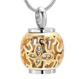 Pendant Necklaces Classic Gold Flower Bead Hold Tube"Always In My Heart" Keepsak Cremation For Ashes Urn Necklace Pet Ash