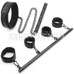 Bondage Stainless Steel Sling Bar Bondag Slave Lace Neck Collar Handcuffs Ankle Cuff #76
