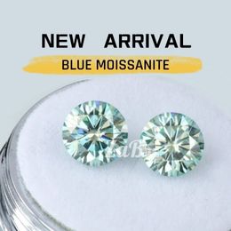 LIGHT BLUE Colour high quality Moisanite loose stone round shape Hearts and Arrows GRA Certificate for Jewellery making