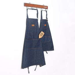 Aprons 1Pcs Denim Fabric Parent-child Apron Children Family Activities Diy Handwork Pinafore Home Kitchen Baking Game Antifouling Tools