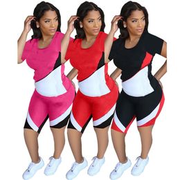 Womens Outfits Two Piece Set Tracksuit Sportswear T-shirt + Shorts Sportsuit Short Sleeve New Hot Selling Summer Women Clothes klw0672