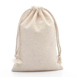 5"x7" Calico Bulk Cotton Muslin Drawstring Gift Bags for Tea Coffee Beans Jewellery Packaging Bag Pouch Christmas Party Supply