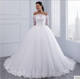 Casual Dresses Vestidos De Novia 2021 Elegant Lace Long For Wedding Off The Shoulder Custom Made Train Bridal Gowns Robe Mariage