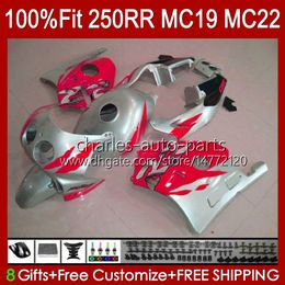 Injection Body For HONDA CBR250RR MC19 1988-1989 CBR 250 RR CC 250R 250RR 88 89 112HC.241 CBR250 RR CC 1988 1989 Bodywork CBR 250CC 88-89 OEM Fairings Kit silvery red