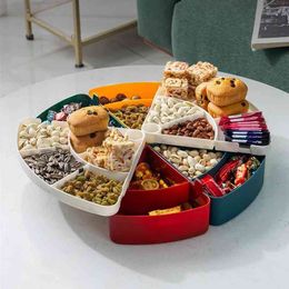 Rotation 2-Layer Candy Nut Case Snack Storage Box Container Dessert Tray Fruit Plate Wedding Home Desktop Organiser