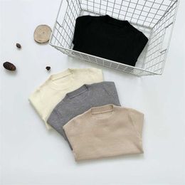 Kids Baby Boys Girls Sweaters Solid Knitted Pullover Casual Long Sleeve Children's Tops Toddler Boy Clothes Girl 211104