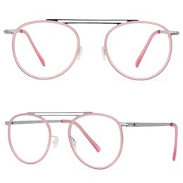 Fashion Sunglasses Frames Round Titanium Eyeglass Designer Light Luxury Pink Optical Glasses Oculos Feminino Young People Love