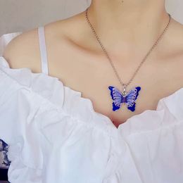 Harajuku Butterfly Pendant Necklace Women Retro Choker Chain with Rhinestones Trendy Jewellery Wholesale