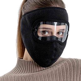 Windproof Anti Dust Face Mask Cycling Ski Breathable Masks Fleece Face Shield Hood With High Definition Anti Goggles Skullies Y21111