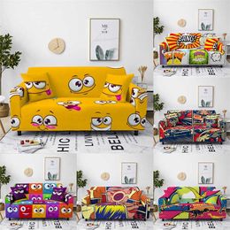 Cartoon Elastic Sofa Cover for Living Room Sectional Armchair All Inclusive Stretch Couch Cover Nonslip Slipcover 1/2/3/4 Seater 211102