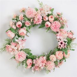 Dekorative Blumenkränze, 40 cm, künstlicher lila Rosenkranz für drinnen oder draußen, Zuhause, Grab, Hochzeit, Haustür, Büro, Wand, Garten, Festival