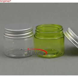 Free shipping 25g PET Jar with Silver Metal Lid Plastic Lip Balm Container 25ml transparent pet Bottle Cream Packaginghigh quatity