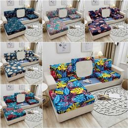 Printed Leaves Elastic Sofa Seat Cover Stretch Corner Cushion Couch s 1-4 er Furniture Protector 211116