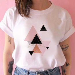 2021 Summer Women T-shirt Geometry Printed Tshirts Casual Tops Tee Harajuku 90s Vintage White Tshirt Female Clothing X0527