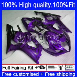 OEM Body For SUZUKI K3 GSXR 1000 CC C 1000CC Injection Mould Bodywork 25No.219 GSXR1000 GSXR-1000 03 04 GSXR1000CC 2003 2004 Purple flames GSX-R1000 2003-2004 Fairing