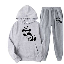 WW F The panda wrestling Men/Women's pullover Hoodie+Pants Two Pieces Casual couples Tracksuit Sportswear for Autumn/Winter Y0831