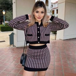 Tracksuit Women Two Piece Crop Top and Skirt Set Office Suit Female Sexy Club Outfits Ladies Clothing Homewear S0C4151A 210712
