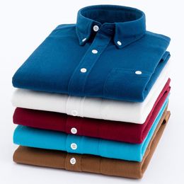 Men's Casual Shirts 2021 Autumn Business Corduroy Long Sleeve Shirt Male Brand Good Quality Blue Red Office Clothes