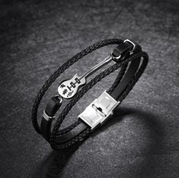 Bangle Fashion Trend Classic Unique Rap Guitar Leather Bracelet Men's Sports Casual Party Jewellery Gift