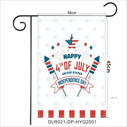 newUSA Independence Day Pongee Garden Flag 30*45cm Happy 4th July Outdoor Garden Hanging Flag Gnomes Design Garden Banner EWB5669